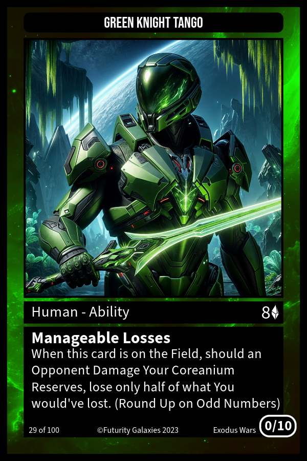 NFT Green Knight Tango #29 from Futurity Galaxies: Trading Cards