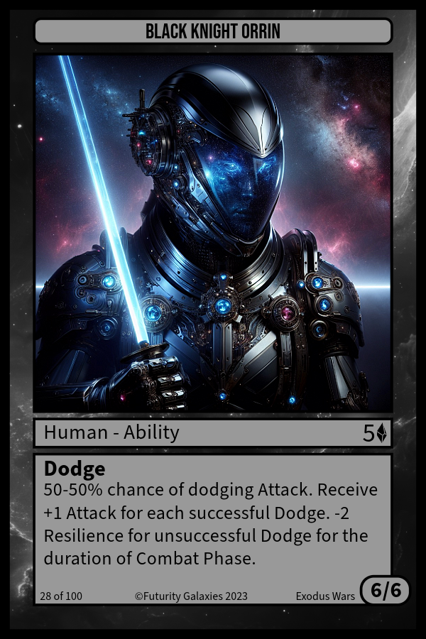 NFT Black Knight Orrin #28 from Futurity Galaxies: Trading Cards